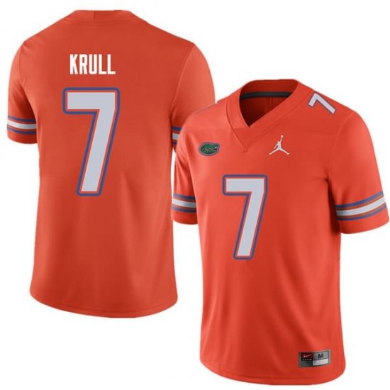 Men's Florida Gators #7 Lucas Krull NCAA Jordan Brand Orange Authentic Stitched College Football Jersey RQO7362LU